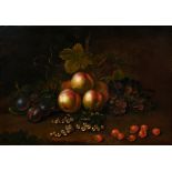 Unknown artist c. 1800 "Fruit still life", oil/metal, 35x50,5cm (w.f. 52,5x67cm), slight craquelé