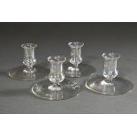4 Plain glass candlesticks with iridescent coating, probably Jean Beck (1862-1938), Munich c. 1920,
