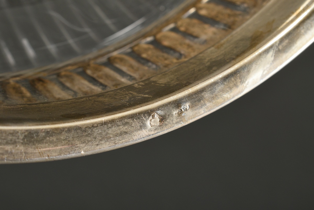Runde Kristall Schale mit ornamentiertem Silber 800 Rand, H. 10cm, Ø 22cm - Bild 4 aus 4