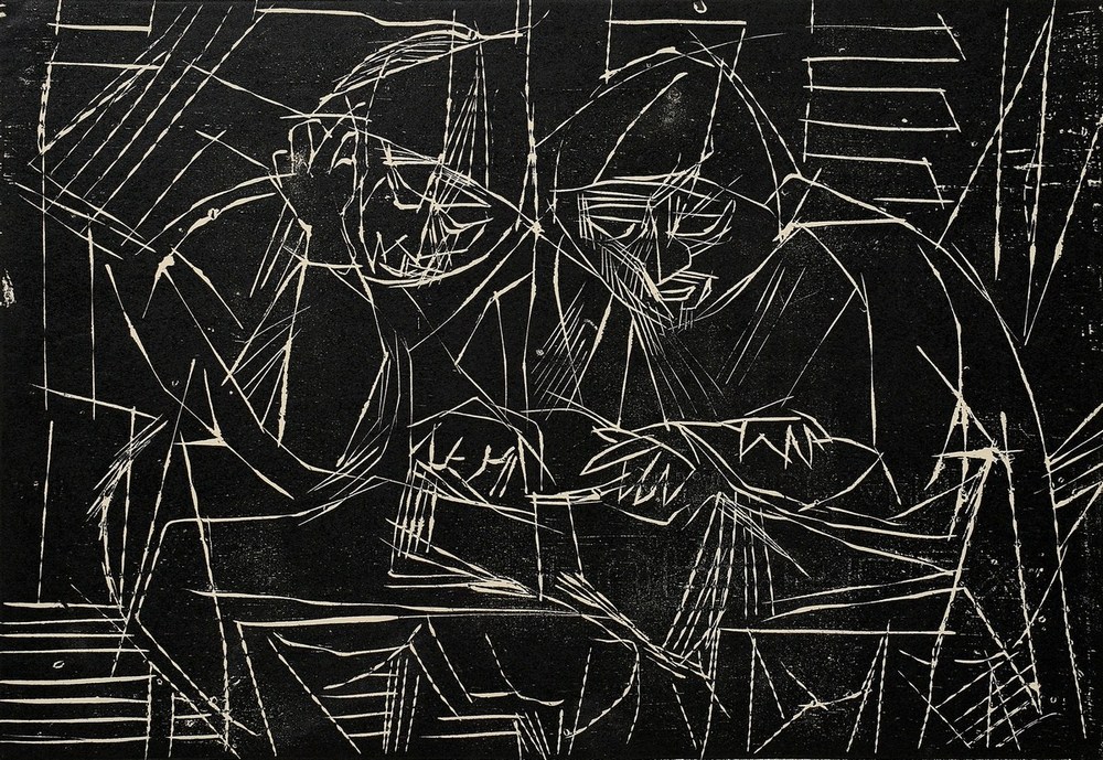 Bargheer, Eduard (1901-1979) 'Two people reading' 1948, probably woodcut, sign./dat. lower right, P