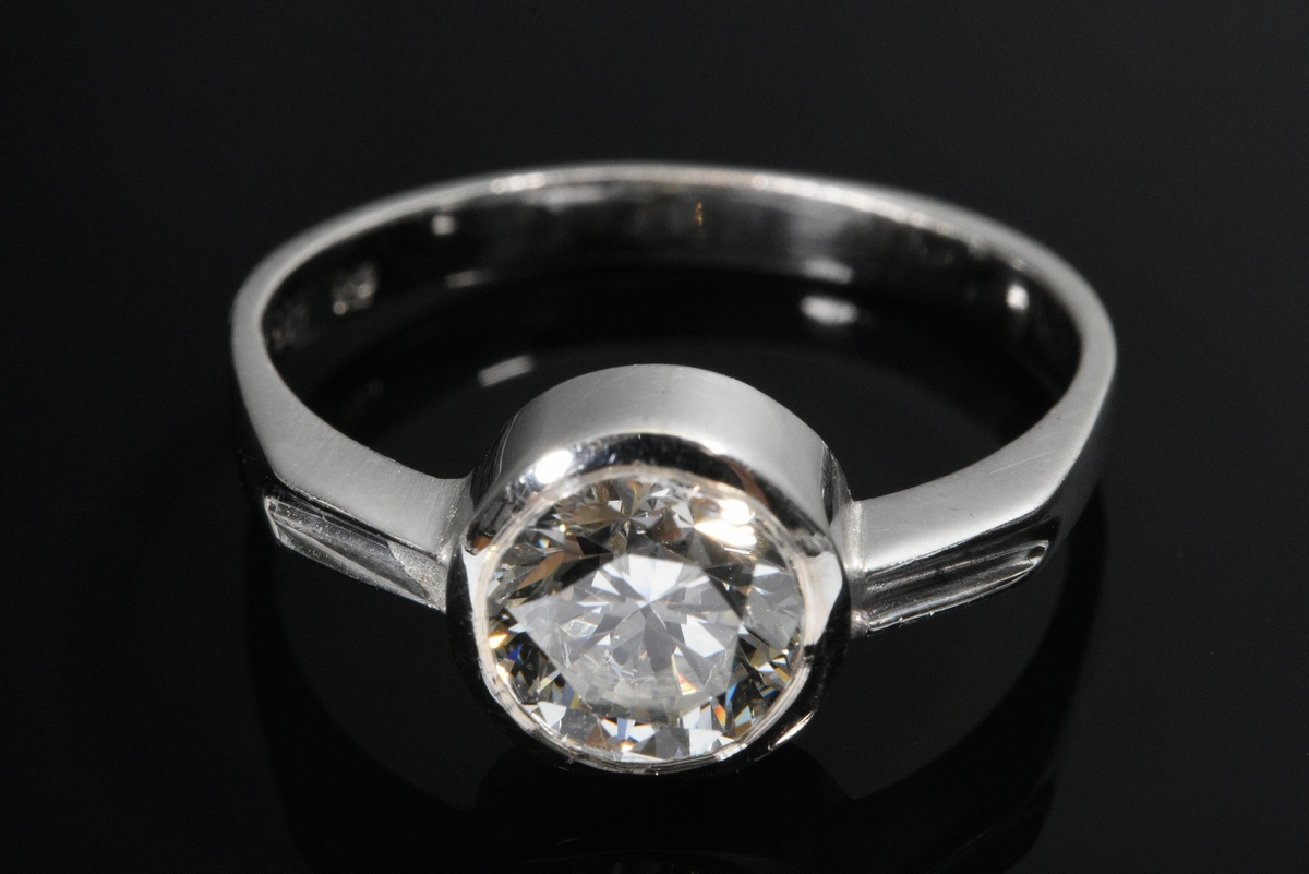 Eleganter Weißgold 585 Ring mit Brillant Solitär (ca. 1.30ct/ VVSI-VSI/TCR), 2.8g, Gr. 57 - Bild 3 aus 3