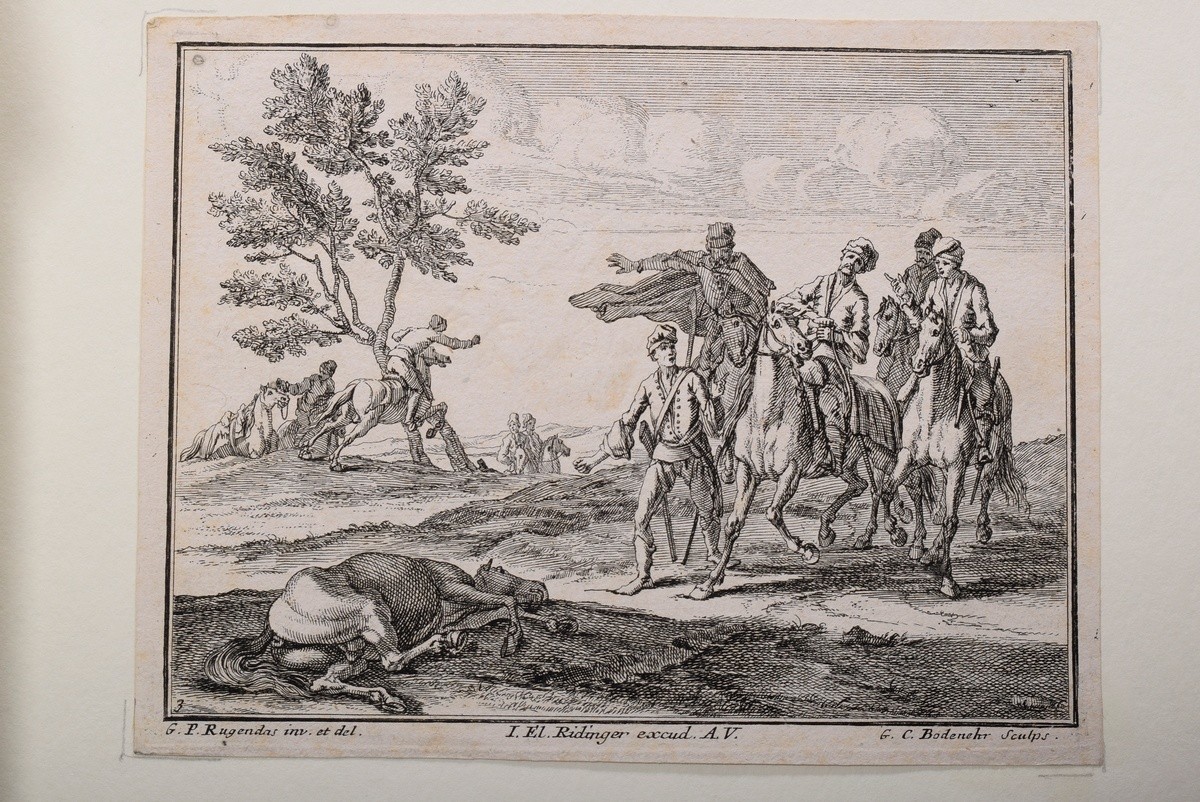 12 Rugendas I, Georg Philipp (1666-1742) "Reiterschlachten", Kupferstiche, gestochen von Georg Conr - Bild 4 aus 14