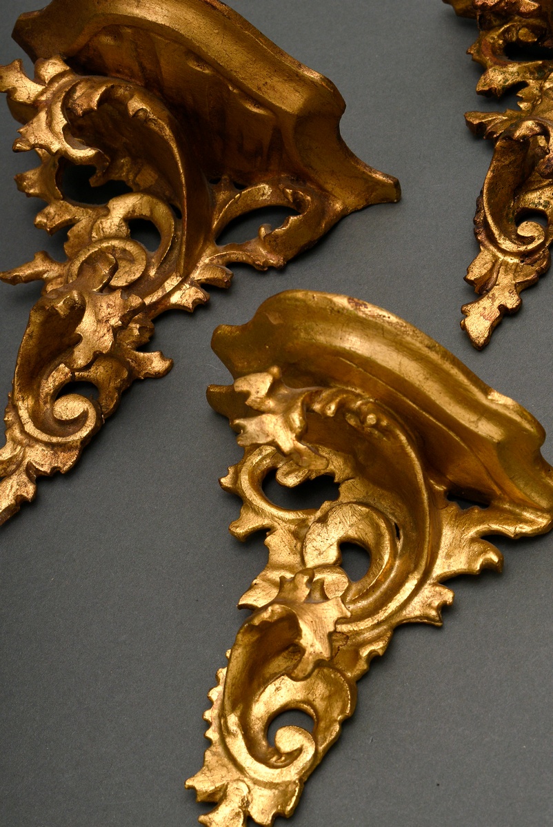 4 Various gilded wall brackets in Baroque style, Florence around 1900/1920, carved wood, h. 13.7-15 - Image 3 of 7