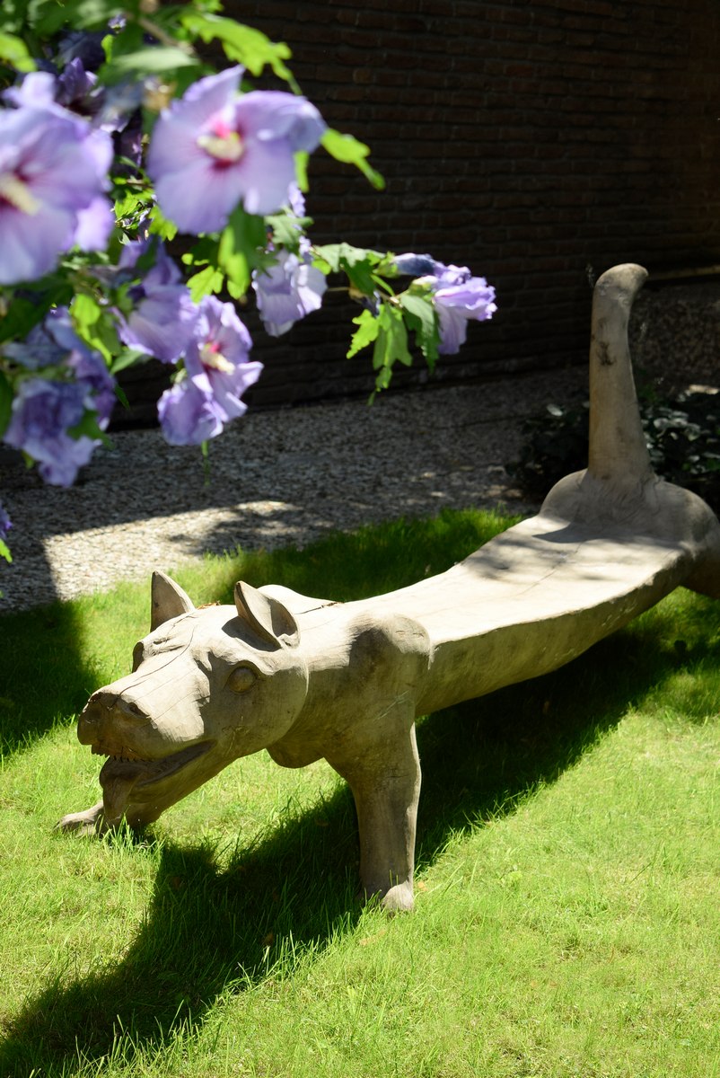 Indonesian chief's bench "Dog", carved from a trunk, Indonesia beginning of the 20th century, 350x4 - Image 10 of 16