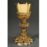 A communion chalice on a six-passed foot with 5 different filigree tondi and micromosaic cartouche 