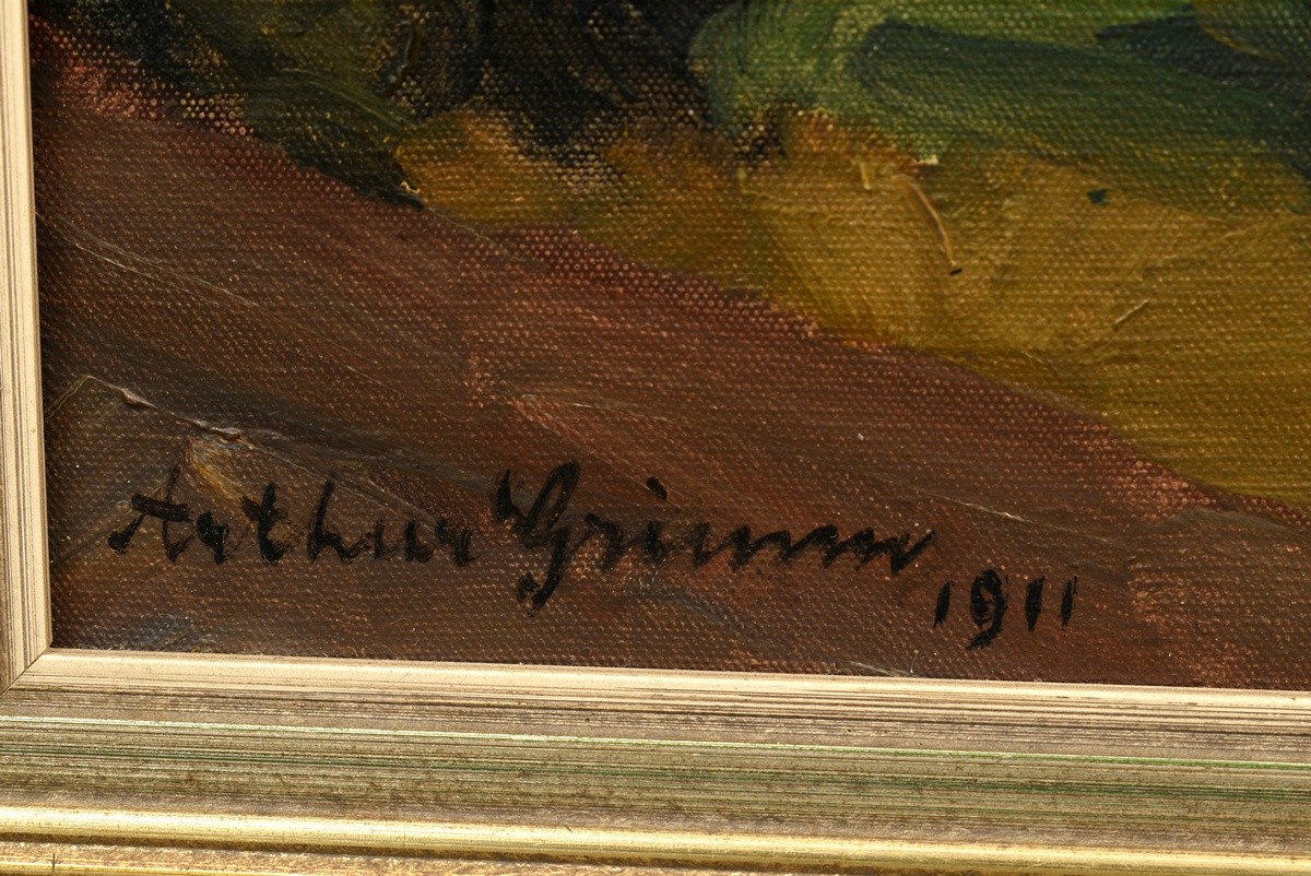 Grimm, Arthur (1883-1948) "Mühle im Odenwald" 1911, Öl/Leinwand, u.l. sign./dat., verso auf Keilrah - Bild 3 aus 6