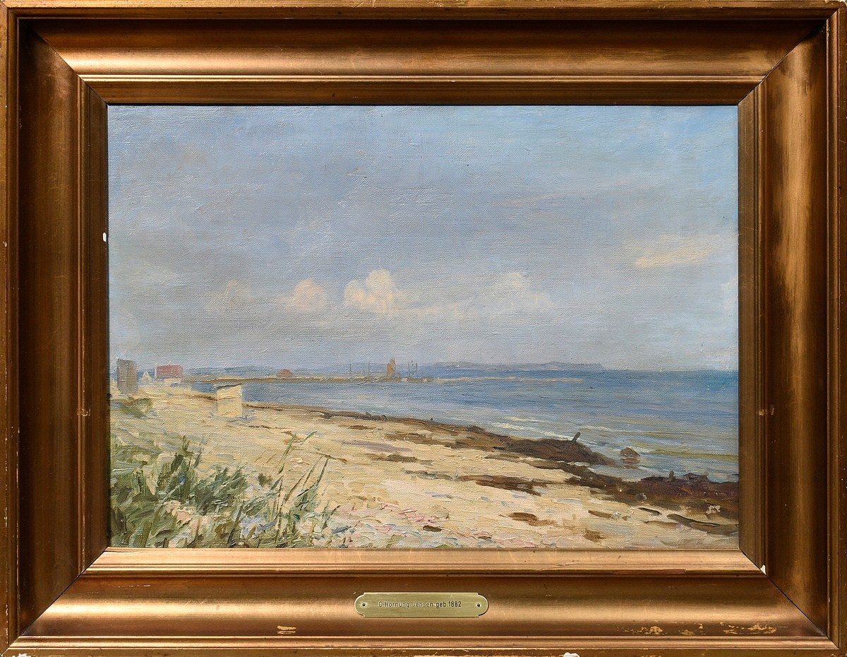 Hornung-Jensen, Carl (1882-1960) "Coast at Skagen" 1916, oil/canvas, verso sign./dat./unclear inscr - Image 2 of 4
