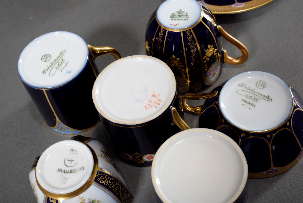 6 Various moch cups/saucers with different floral-ornamental gold decorations and polychrome painte - Image 3 of 4