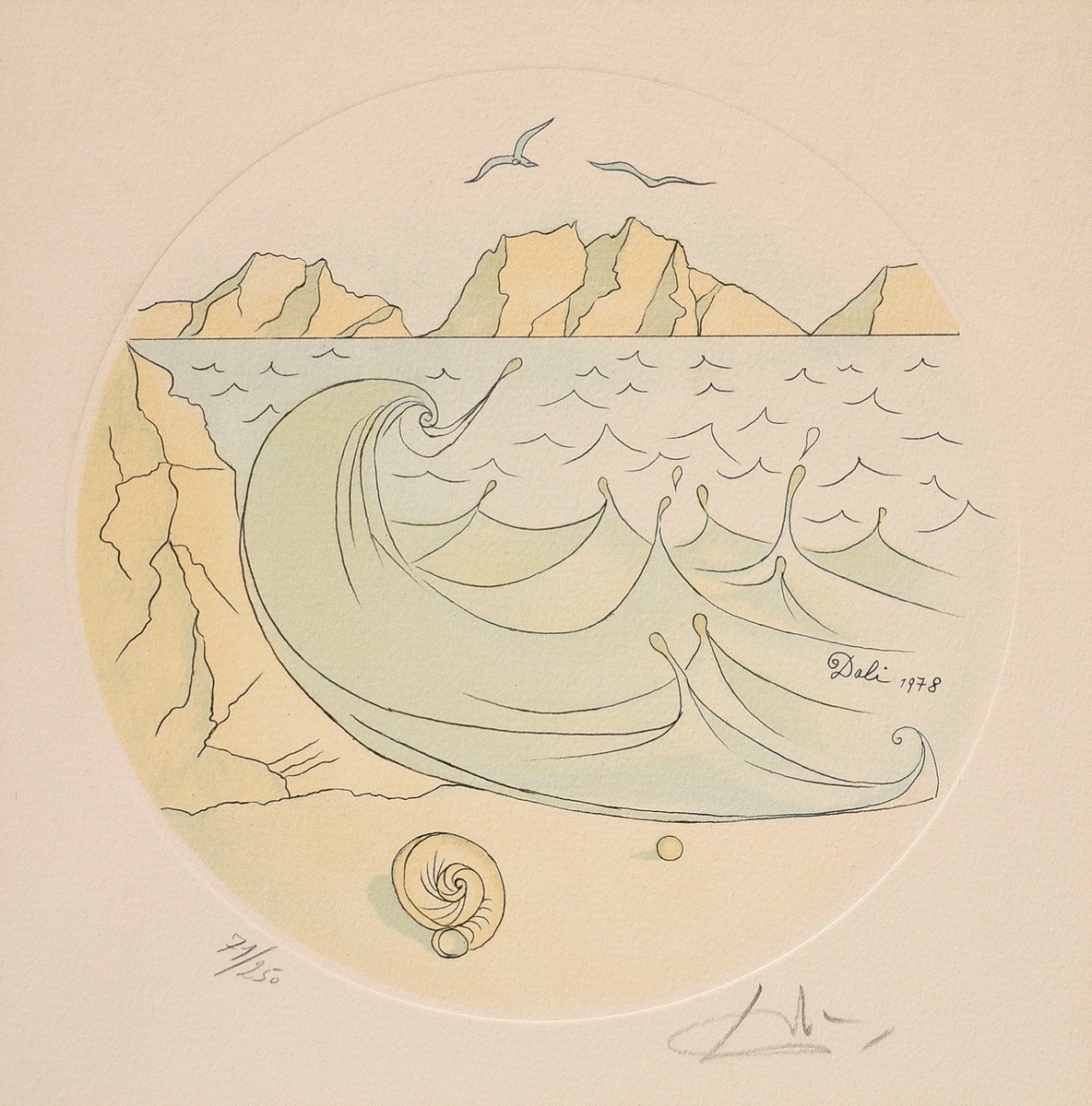 Dali, Salvador (1904-1989) "Aquarius" 1978, Farbradierung, 71/250, u. sign./num., i.d. Platte sign.