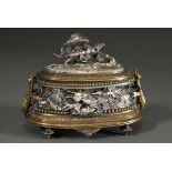 Moigniez, Jules (1835-1894) brass lidded casket with a half-sculptural hunting game on the wall and