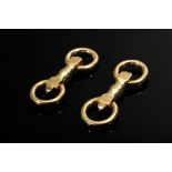 Elegant pair of Cartier yellow gold 750 snaffle cufflinks, signed/numbered, engraved, 11.8g, l. 35x
