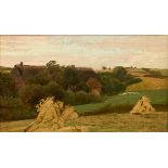 Ruths, Valentin (1825-1905) "Heuhocken (Landschaft bei Tesperhude)", oil/canvas mounted on wood, ve