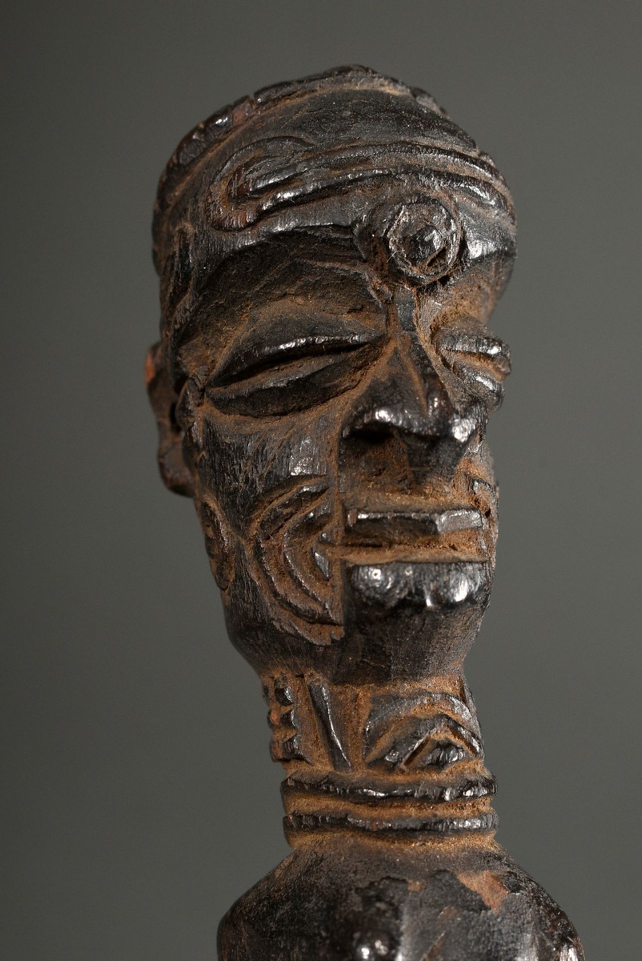 Ancient figure of Lulua, Central Africa/ Congo (DRC), early 20th c., wood, head, face and coiffure  - Image 4 of 10
