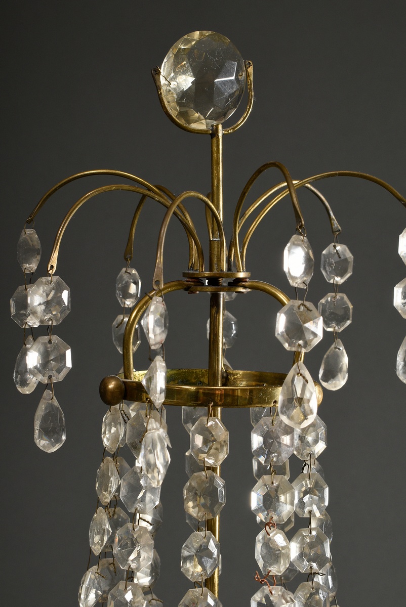 Pair of 2-light Empire table chandeliers on a marble base with Bristol glass baluster stem and pris - Image 2 of 4