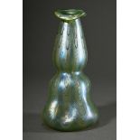 Loetz Wwe. double baluster vase with triple moulded body and irregular folded lip, green lustral wa