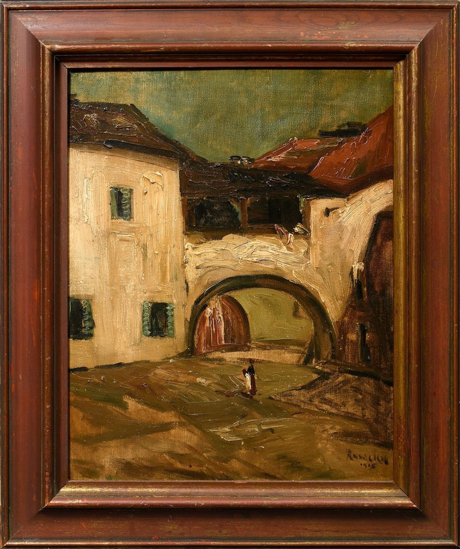 Ruzicka-Lautenschlaeger, Hans (1862-1933) "Torbogen in Spitz" (Niederösterreich) 1925, Öl/Leinwand, - Bild 2 aus 5