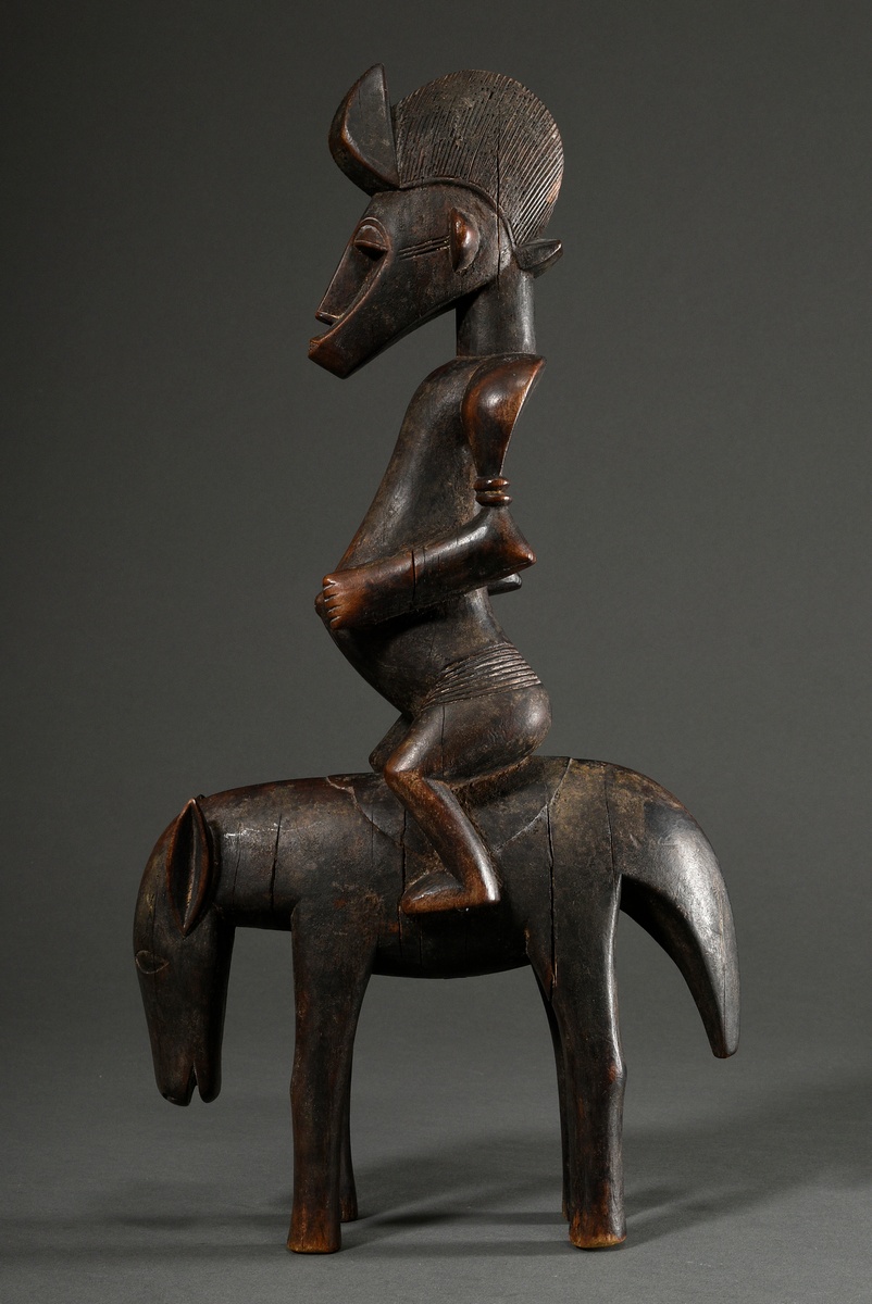 Equestrian figure in Senufo style, West Africa/ Ivory Coast, 2nd half 20th c., h. 44cm, signs of ag - Image 2 of 13