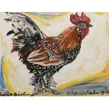 Hüther, Julius (1881-1954) "Cock" 1946, oil/paper, sign./unreadable titl./dat. below, 31.5x40cm (w.