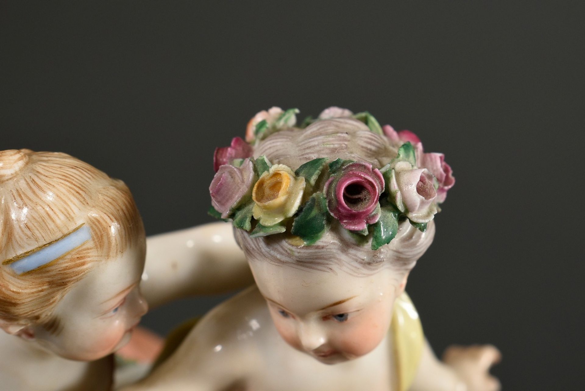 Meissen figurine "Dancing flower couple", polychrome painted on a rocaille base with gold decoratio - Image 6 of 10