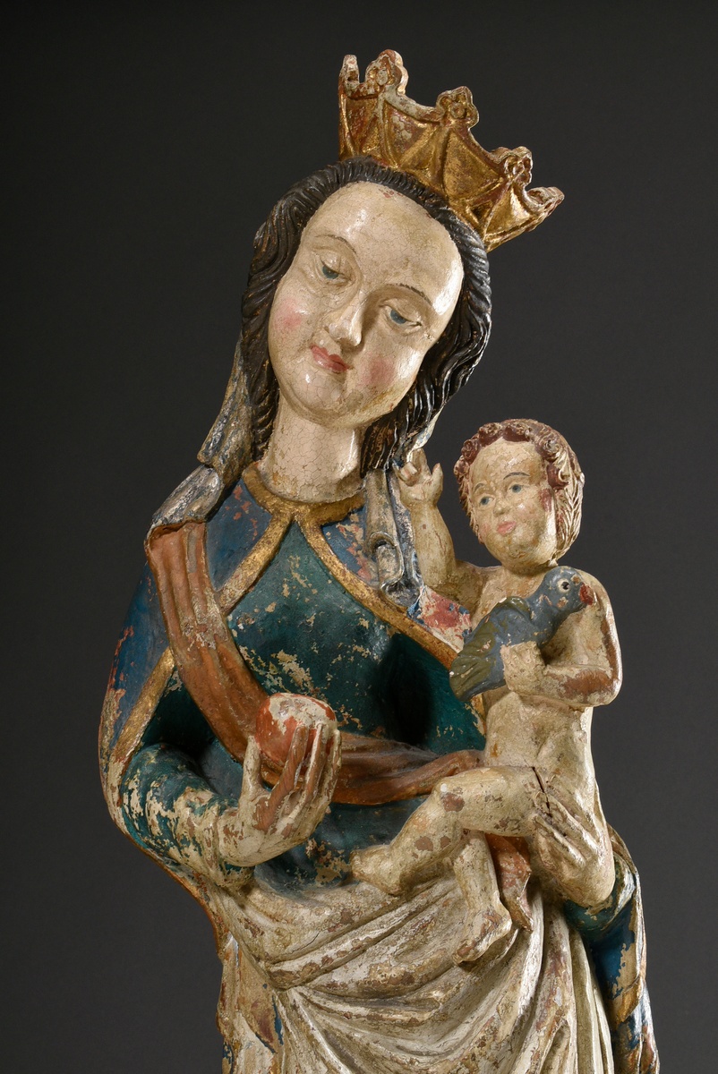 Rural "Madonna and Child" in late Gothic style, standing on an octagonal base, Madonna with crown a - Image 2 of 19