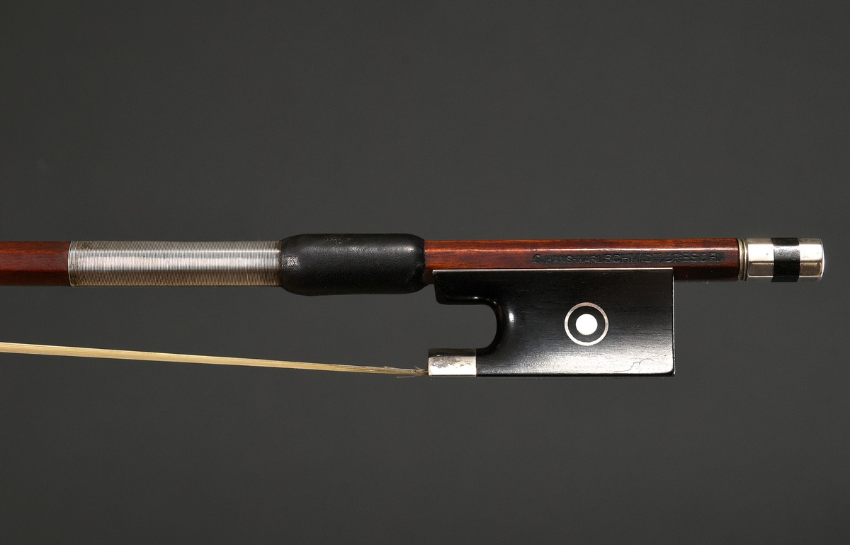Master violin bow, Saxony 20th century, brand stamped "C. Hans Karl Schmidt Dresden", octagonal to  - Image 12 of 14
