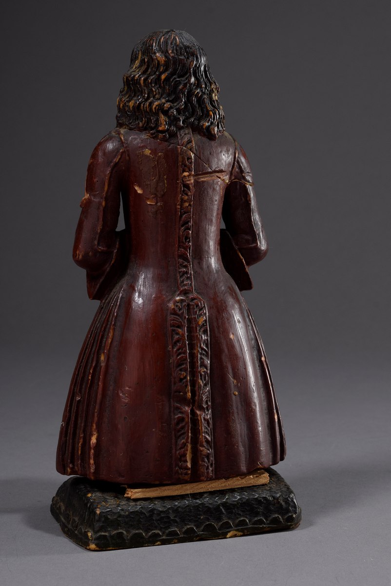 Votive figure "Pious Founder", wax coloured, South German 17th century, h. 24,5cm, defective, forme - Image 4 of 5