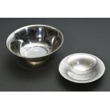2 Various plain bowls: 1 on an openwork meander foot (MM: Carl Hansen, silver 830, 200g, Ø 17cm) an