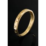 Antique yellow gold 750 memo ring with chased surrounding inscription in capitals THEBALGUTGUTANI (