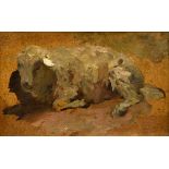 Herbst, Thomas (1848-1915) "Reclining Sheep", oil/painting board, verso estate stamp, Catalogue rai