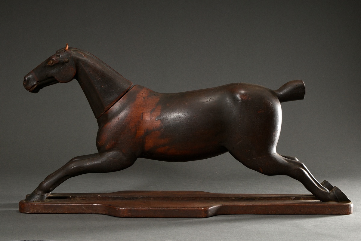 Drawing model ‘Galloping horse’, wood painted with leather ears and remains of the bridle, 19th cen - Image 3 of 20