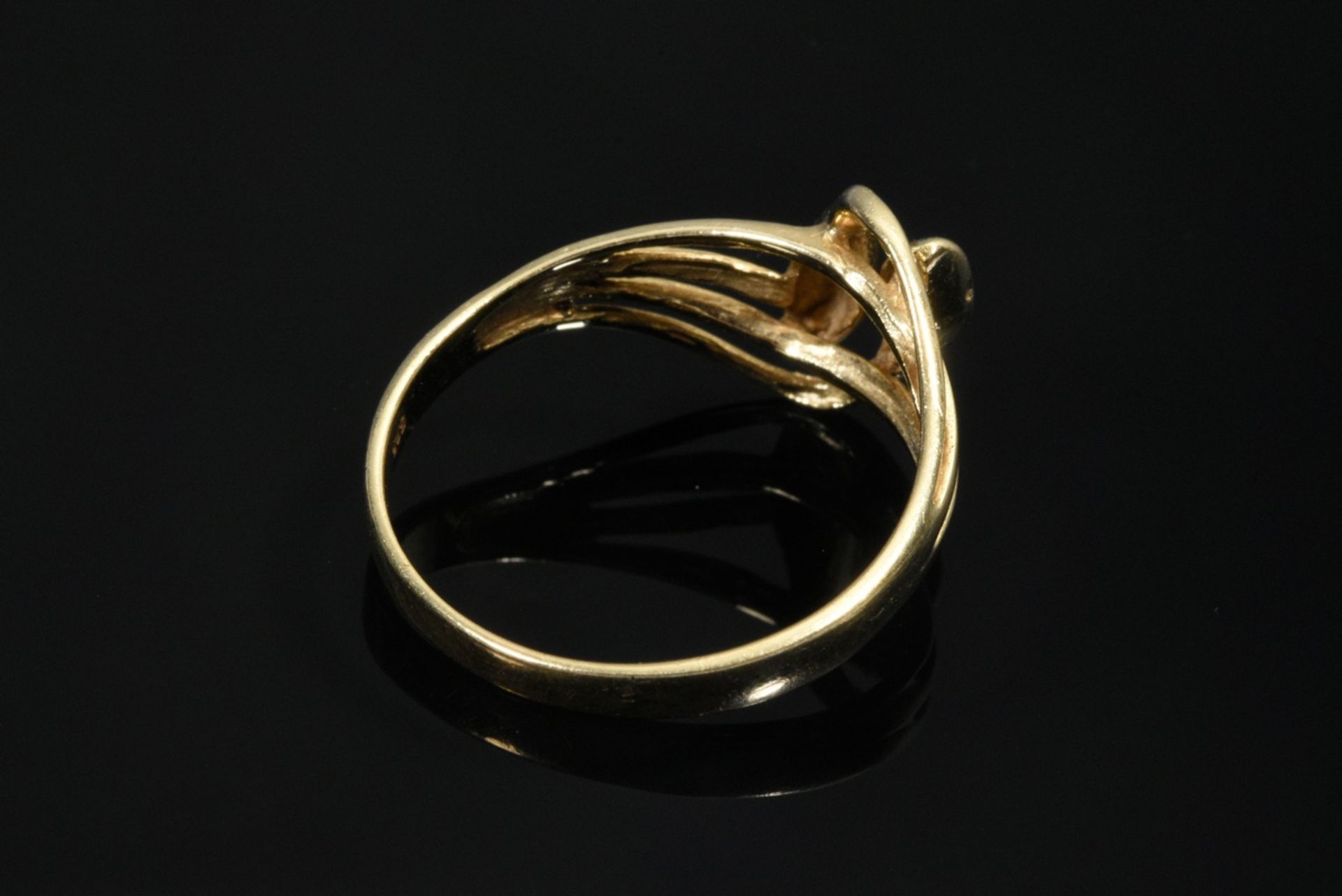 Delicate yellow gold 585 double snake ring with small octagonal diamonds (approx. 0.06/SI/W), 3g, s - Image 4 of 4