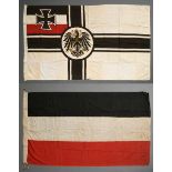 2 Diverse Flaggen: "Nationalflagge des Deutschen Reichs in der Kaiserzeit 1871-1918" sog. Reichsfla