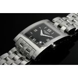 Stainless steel wristwatch Longines Dolce Vita, quartz movement, black dial with Roman numerals, da