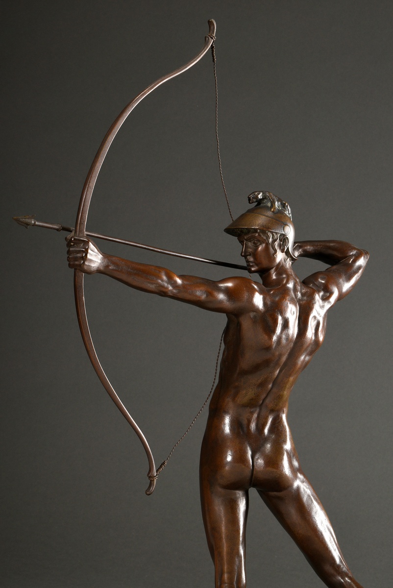 Geyger, Ernst Moritz (1861-1941) "Archer", patinated bronze, sign./inscr. "E.M. Geyger fec." on the - Image 2 of 12