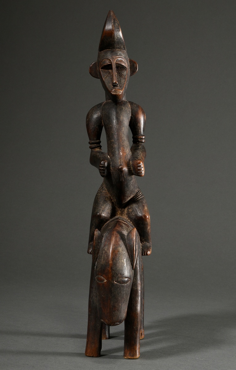 Equestrian figure in Senufo style, West Africa/ Ivory Coast, 2nd half 20th c., h. 44cm, signs of ag - Image 3 of 13