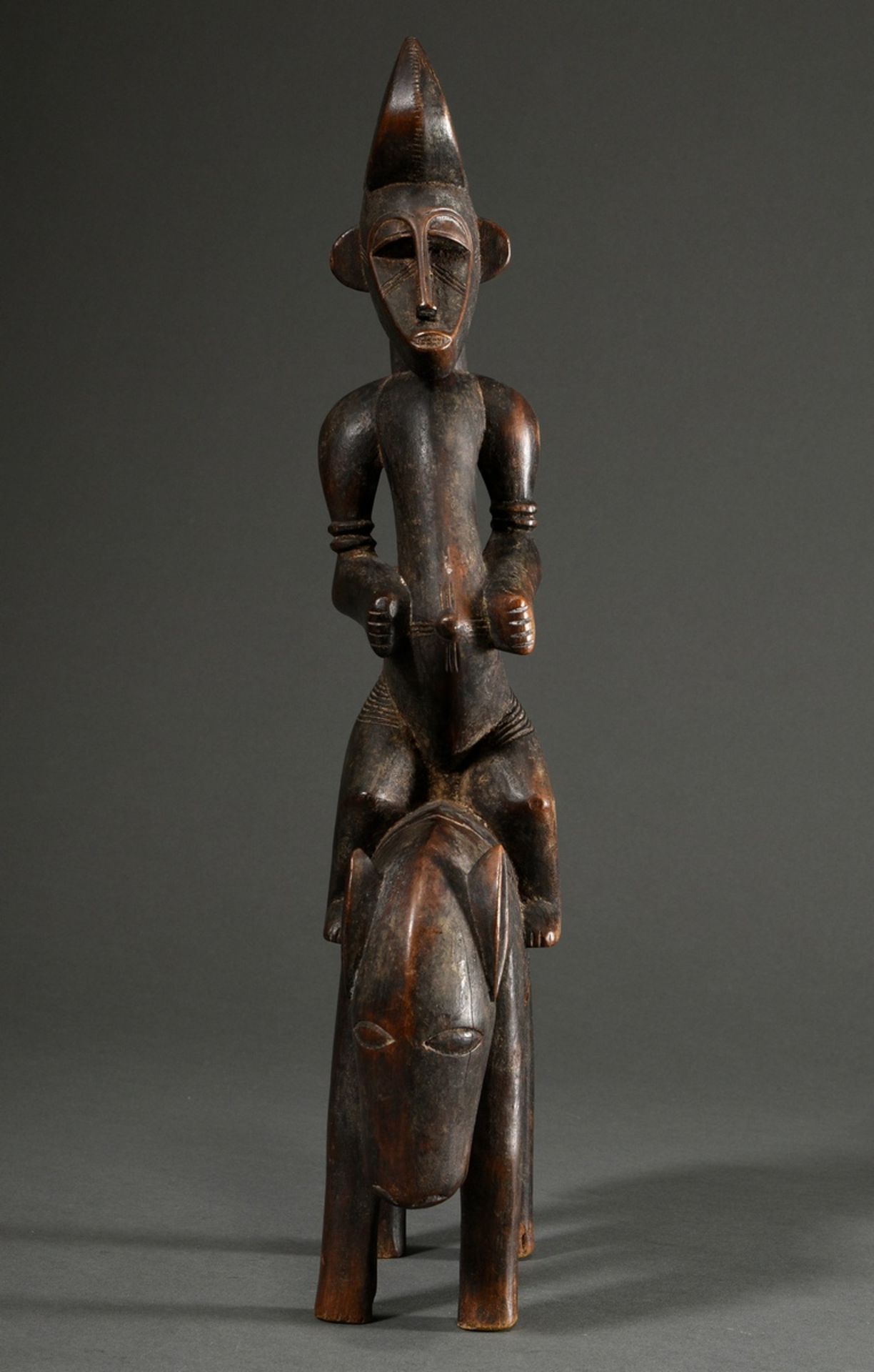 Reiter Figur im Stil der Senufo, West Afrika/ Elfenbeinküste, 2. Hälfte 20.Jh., H. 44cm, Alters- un - Bild 3 aus 13