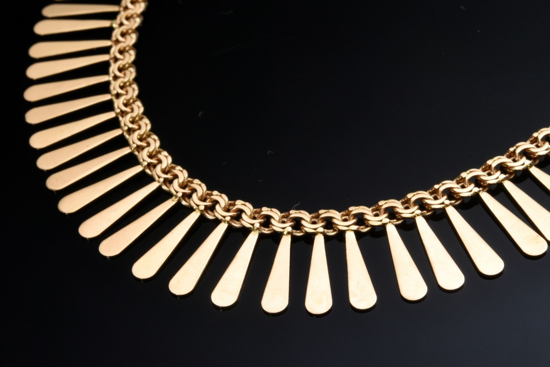 Midcentury Gelbgold 750 Garibaldi Collier mit umlaufenden Tropfenelementen, 37,2g, L. 45cm, B. 1,7c - Bild 2 aus 2