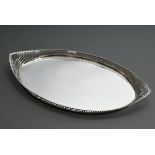 Dutch tray with lattice opening and beaded rim, MM: JdV (?), year mark 1915, silver 833, 1480g, 56x