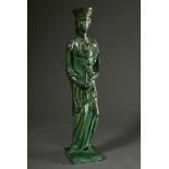 Figure of the Virgin and Child, green patinated bronze, base sign. Barnes (?), 20th century, h. 48c