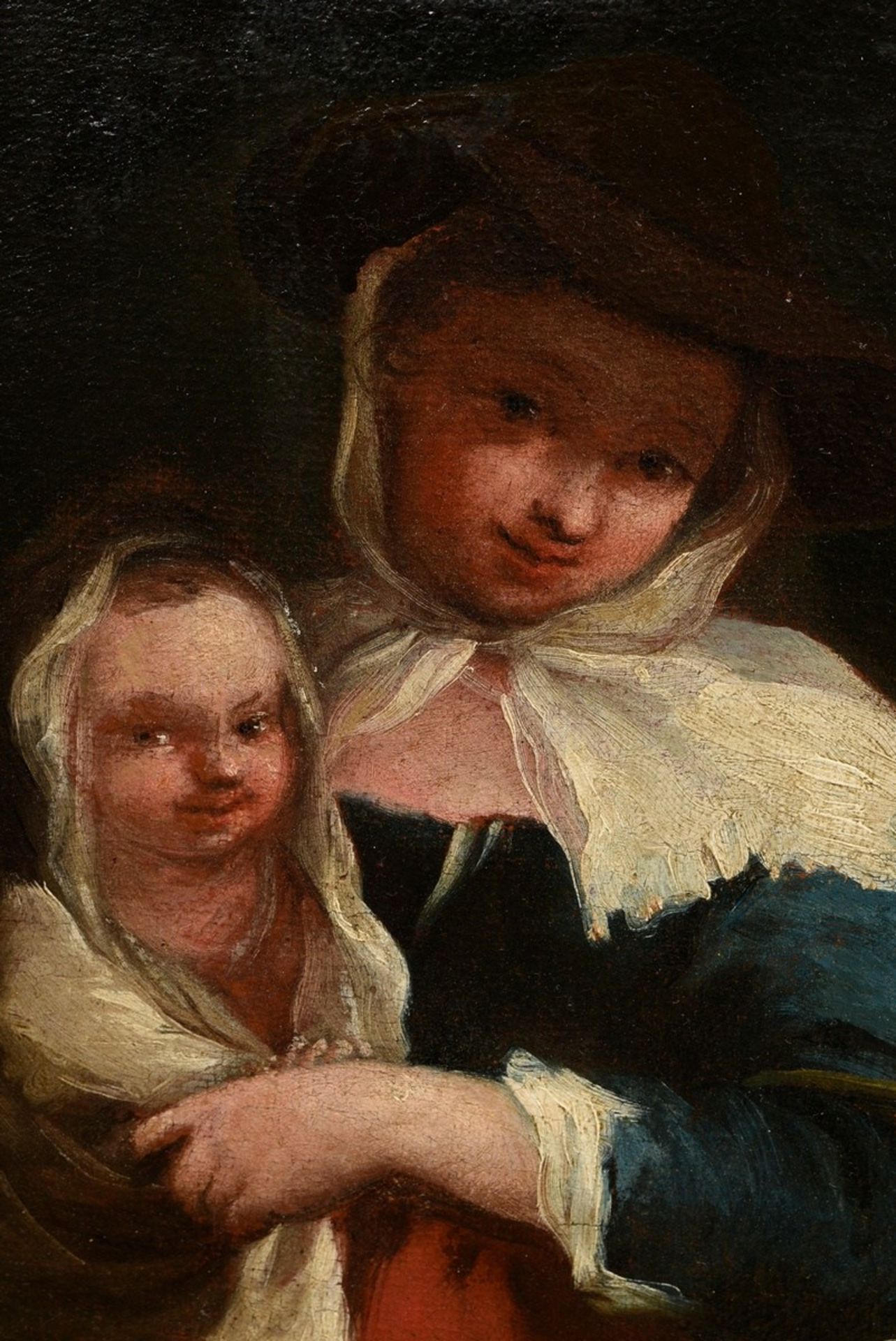 Unbekannter Künstler des 18.Jh. "Mutter und Kind", Öl/Leinwand doubliert, 61x47,5cm (m.R. 80,5x66,6 - Bild 3 aus 4