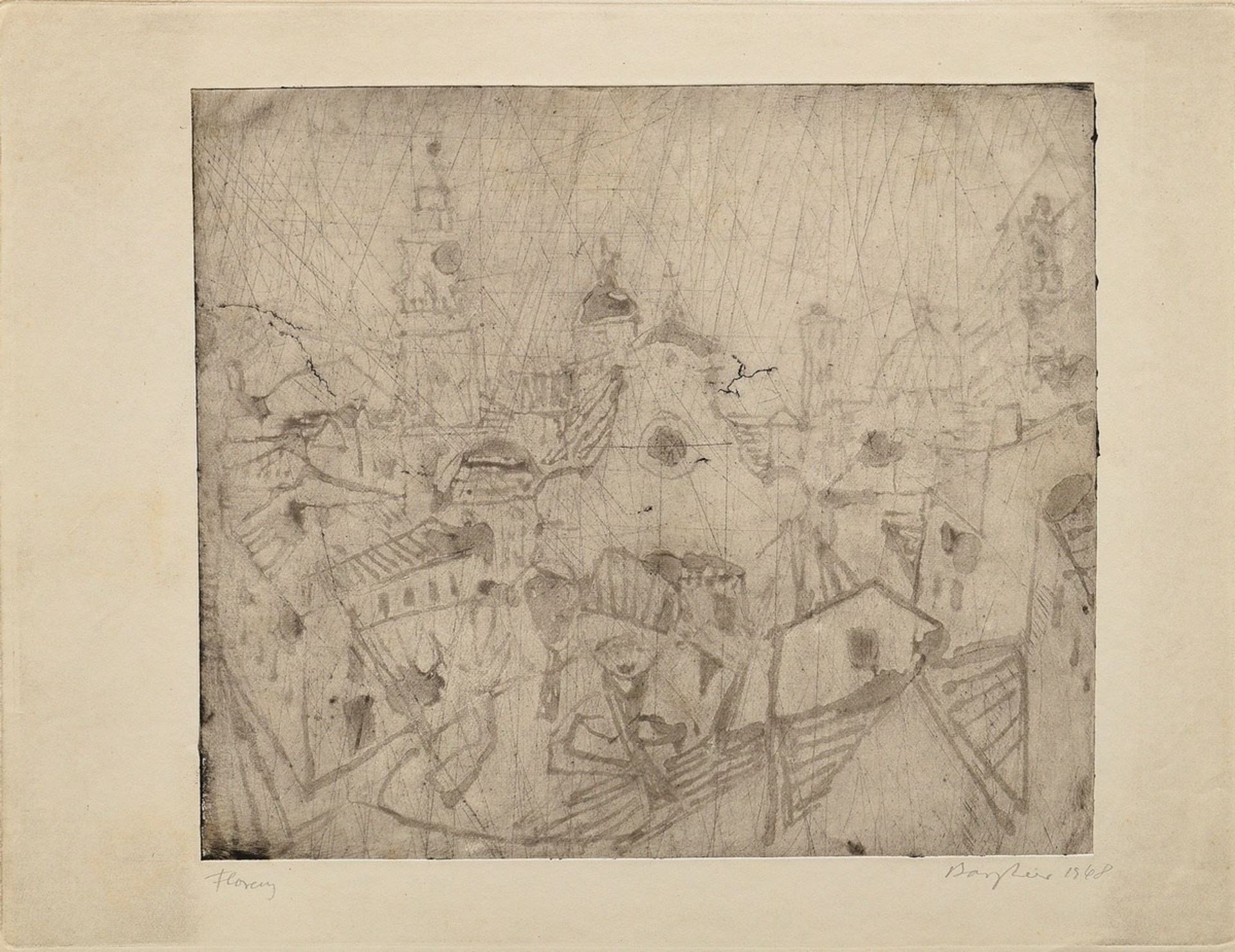 Bargheer, Eduard (1901-1979) ‘Florenz’ 1968, etching, sign./dat./titl. below, SM approx. 30.5x38.7c - Image 2 of 3