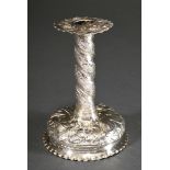 Bell chandelier in baroque style with turned shaft over a domed foot with embossed floral decoratio