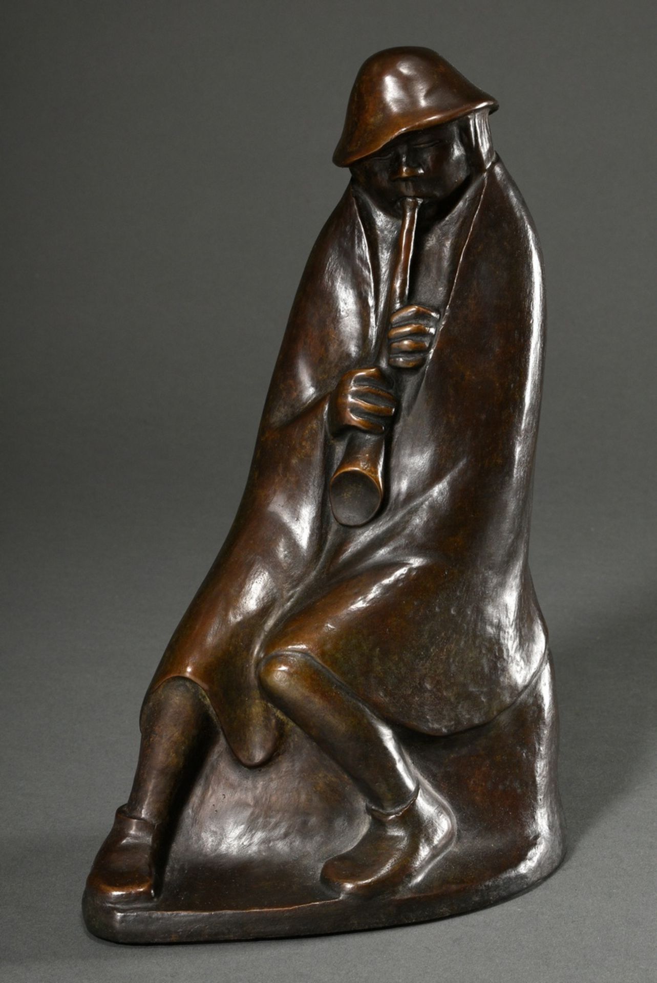 Barlach, Ernst (1870-1938) "The Flute Player" 1936, patinated bronze, 119/980, b. sign/num., posthu