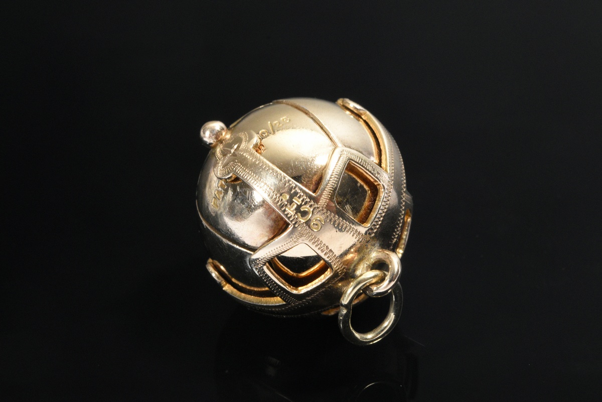 Rose gold 375 Masonic bijou ball, which can be transformed into a cross by opening it, each with fo - Image 2 of 2