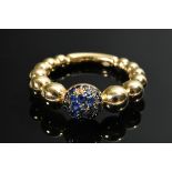 Gradient yellow gold 750 ball ring with central sapphire pavé (approx. 0.35ct), 7g, size 54, 1 ston