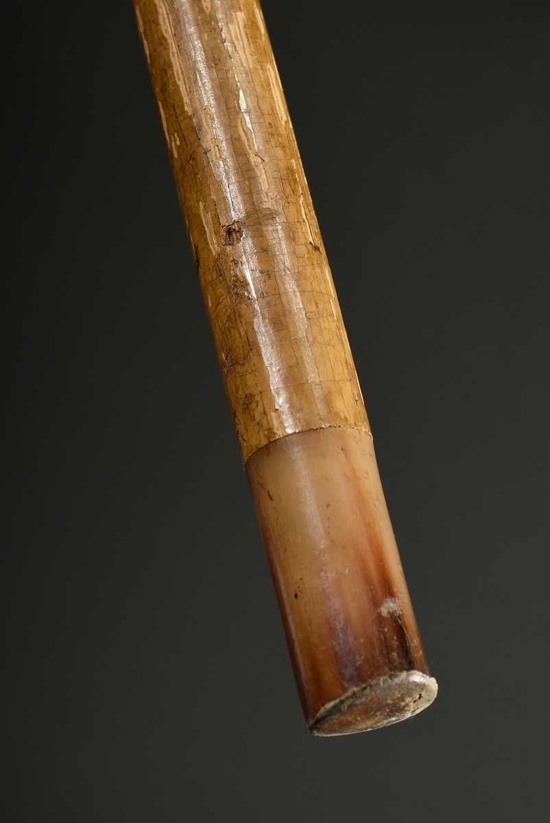 Walking stick with horn fritz crutch and florally chiselled mountings in silver 925, Feldman & Bros - Image 5 of 7