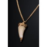 Rose gold 800 Garibaldi necklace (15.2g, l. 70cm) with animal tooth talisman pendant in handcrafted