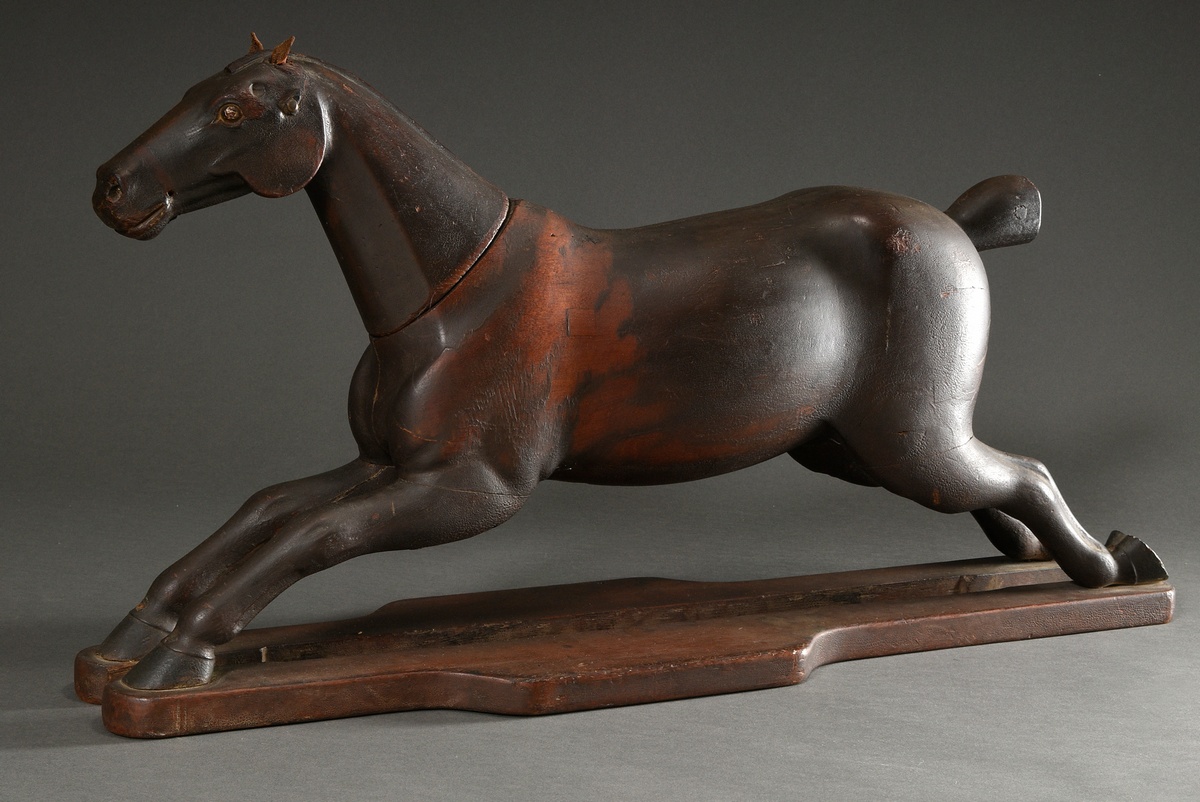 Drawing model ‘Galloping horse’, wood painted with leather ears and remains of the bridle, 19th cen - Image 2 of 20