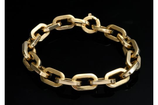 Gelbgold 585 Ankerketten Armband in schlichter Façon, 26,4g, L. 22,3cm, leichte Druckstellen - Bild 1 aus 2