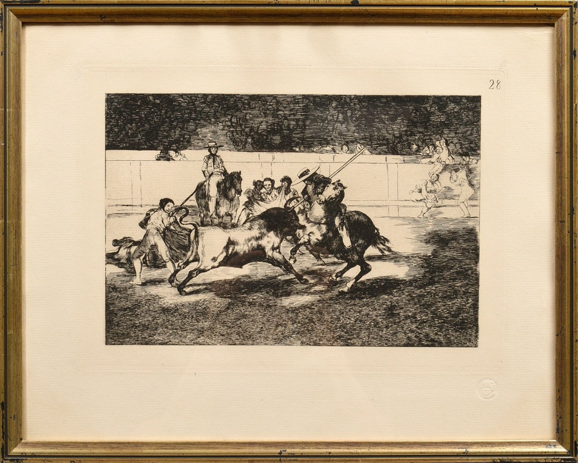 Goya, Francisco José de (1746-1828) "Der tapfere Rendon sticht einen Stier", Radierung, aus: La Tau - Bild 2 aus 3